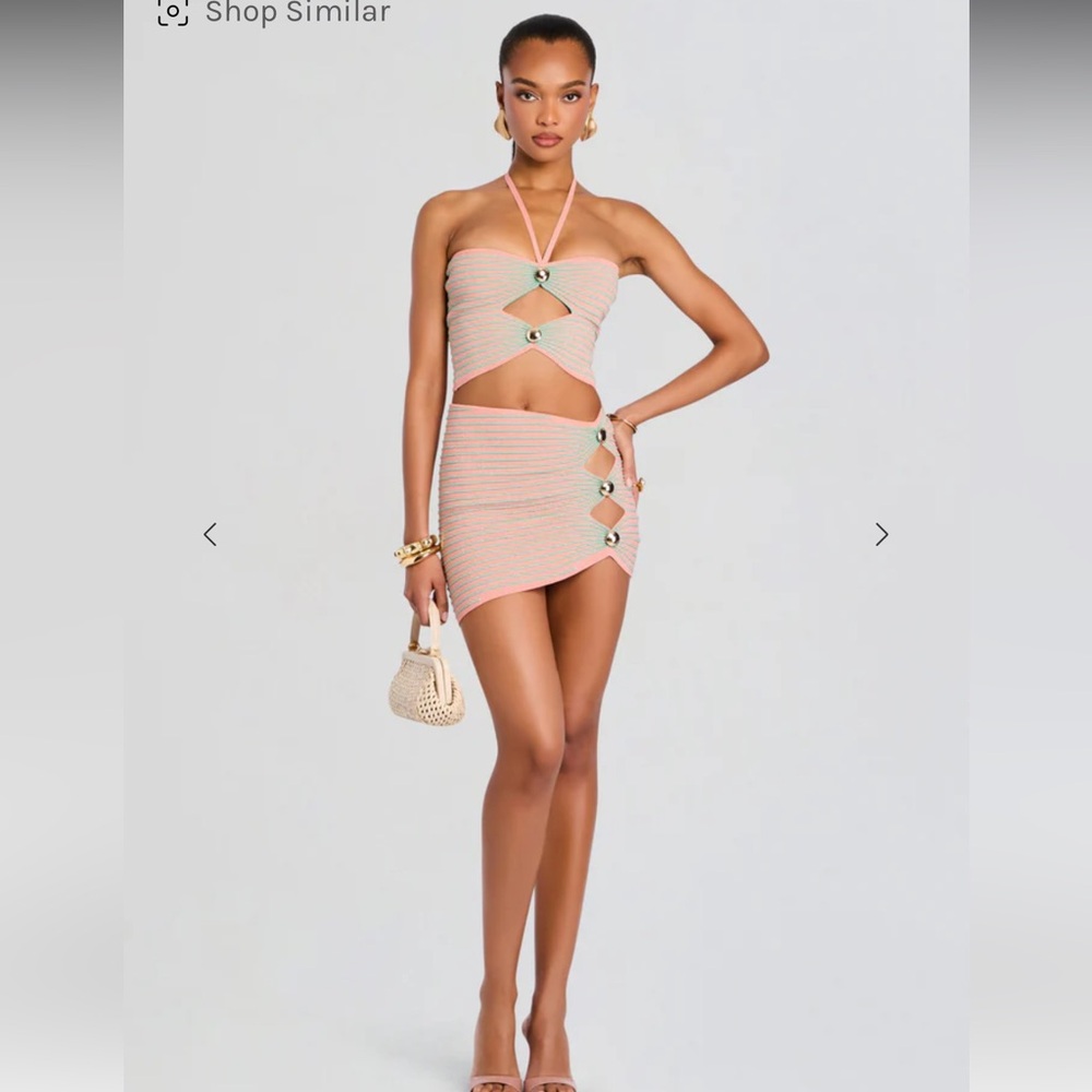 Retrofete Pink and Cream Mini Skirt - New Never Worn